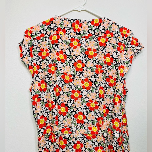 New J.Crew Mercantile midi wrap dress Floral Multi Color Size M - Picture 5 of 8